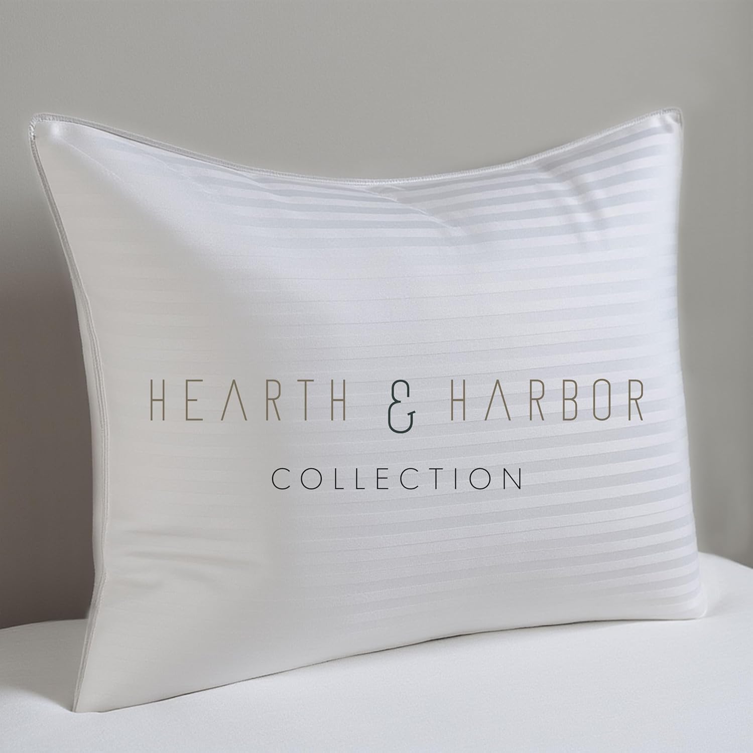 Hearth & Harbor Bed Pillows for Sleeping - Down Alternative Sleep Pillows King Size Set of 2-100% Cotton Pillow with Polyester Fiber Filling - Soft and Fluffy Pillow 20 x 36 Inches