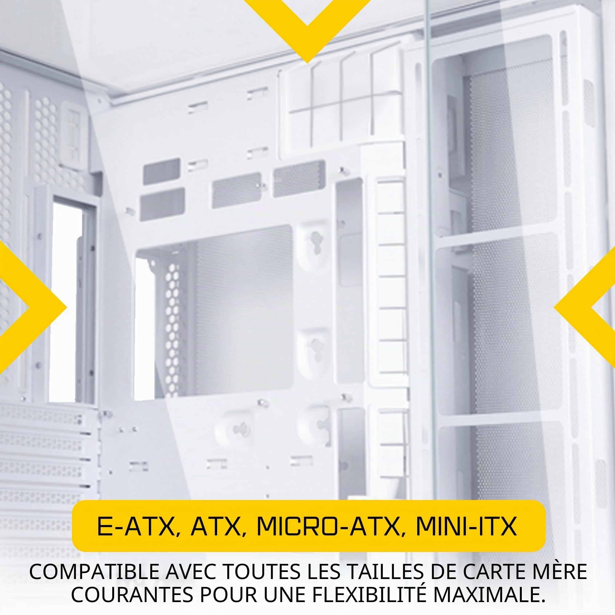 Lian Li O11 Vision Boîtier PC de Gaming ATX Compact en Aluminium et Verre trempé Blanc
