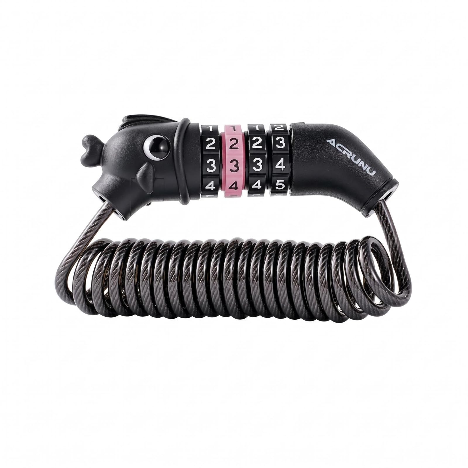 SNAPPSY PVC-Coated Long Coiled Bike Lock Rust-Resistant 4-Digit Cable Lock Waterproof Security Gear Lightweight, Pink Black-picture-1
