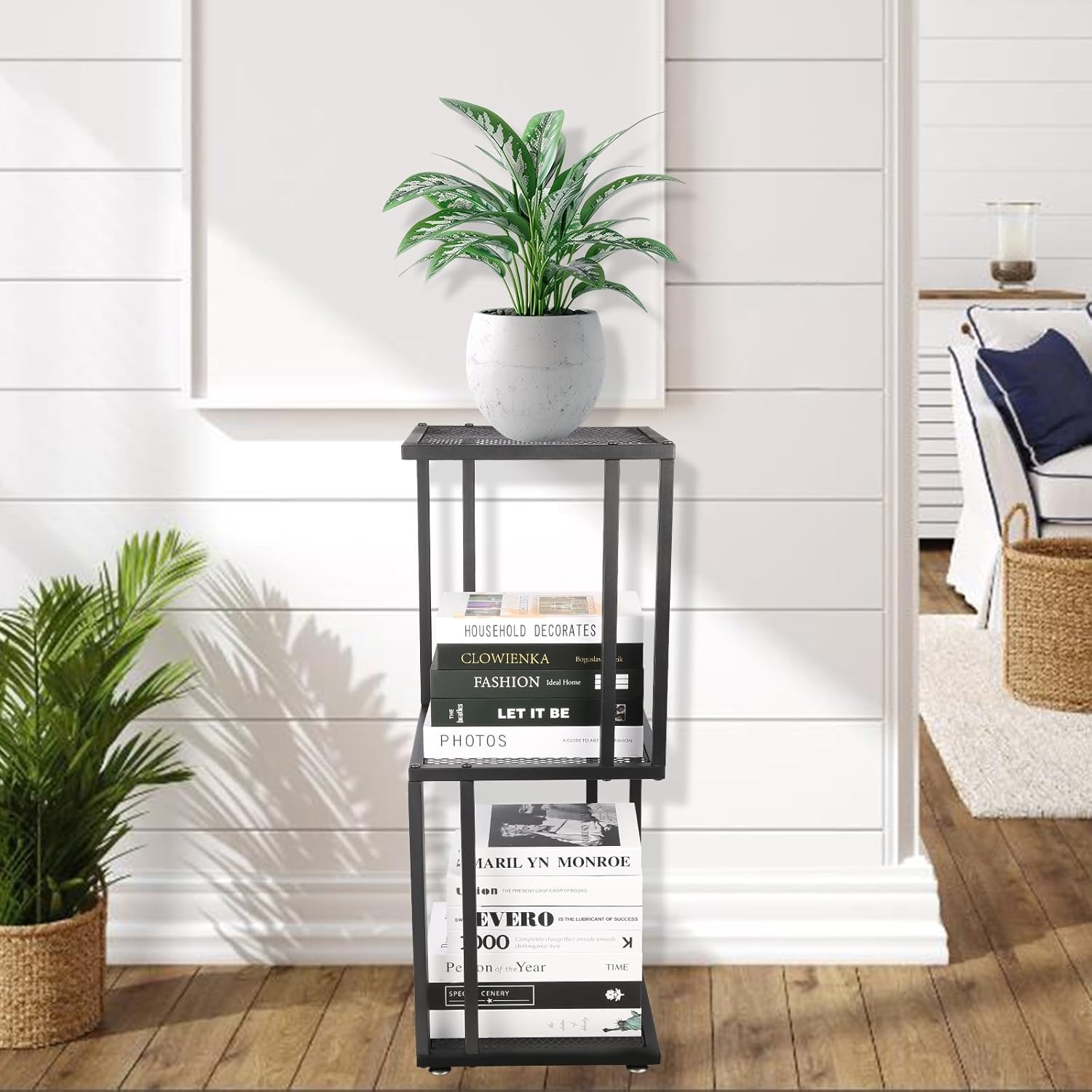 29" Plant Stand Indoor, 3 Tiered Corner with Heavy Duty Metal Mesh Shelf, Modern Decorative Flower Stand for Living Room Garden Patio