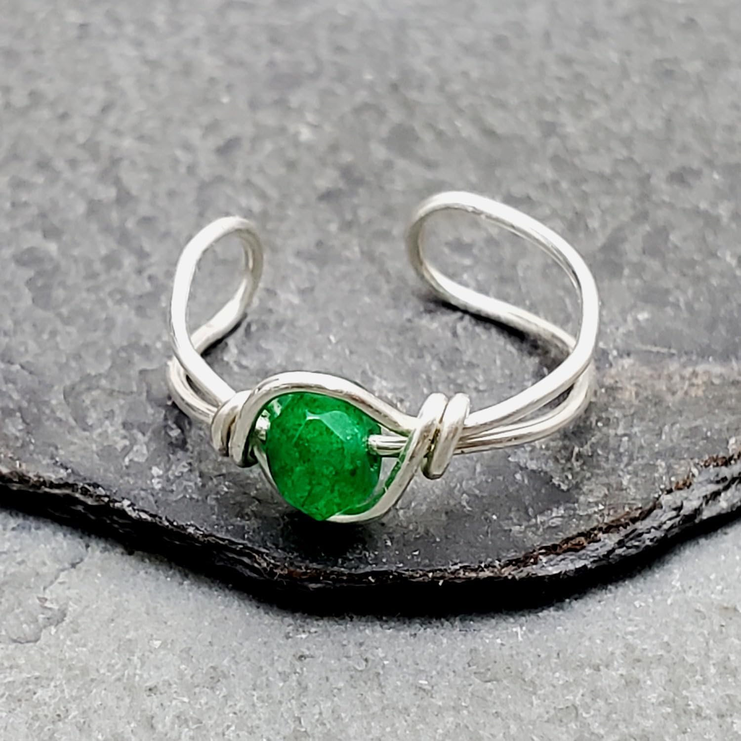 Sterling Silver Emerald Clip On Ear Cuff, Non Piercing Dainty Huggie Gemstone Earring, May Birthstone - Image 4