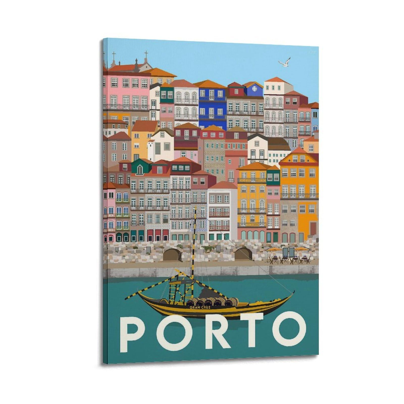 DLJGDS Vintage Travel Poster Portugal Porto Decorative Painting Canvas Wall Posters And Modern Family Bedroom Decor 08x12inch(20x30cm)