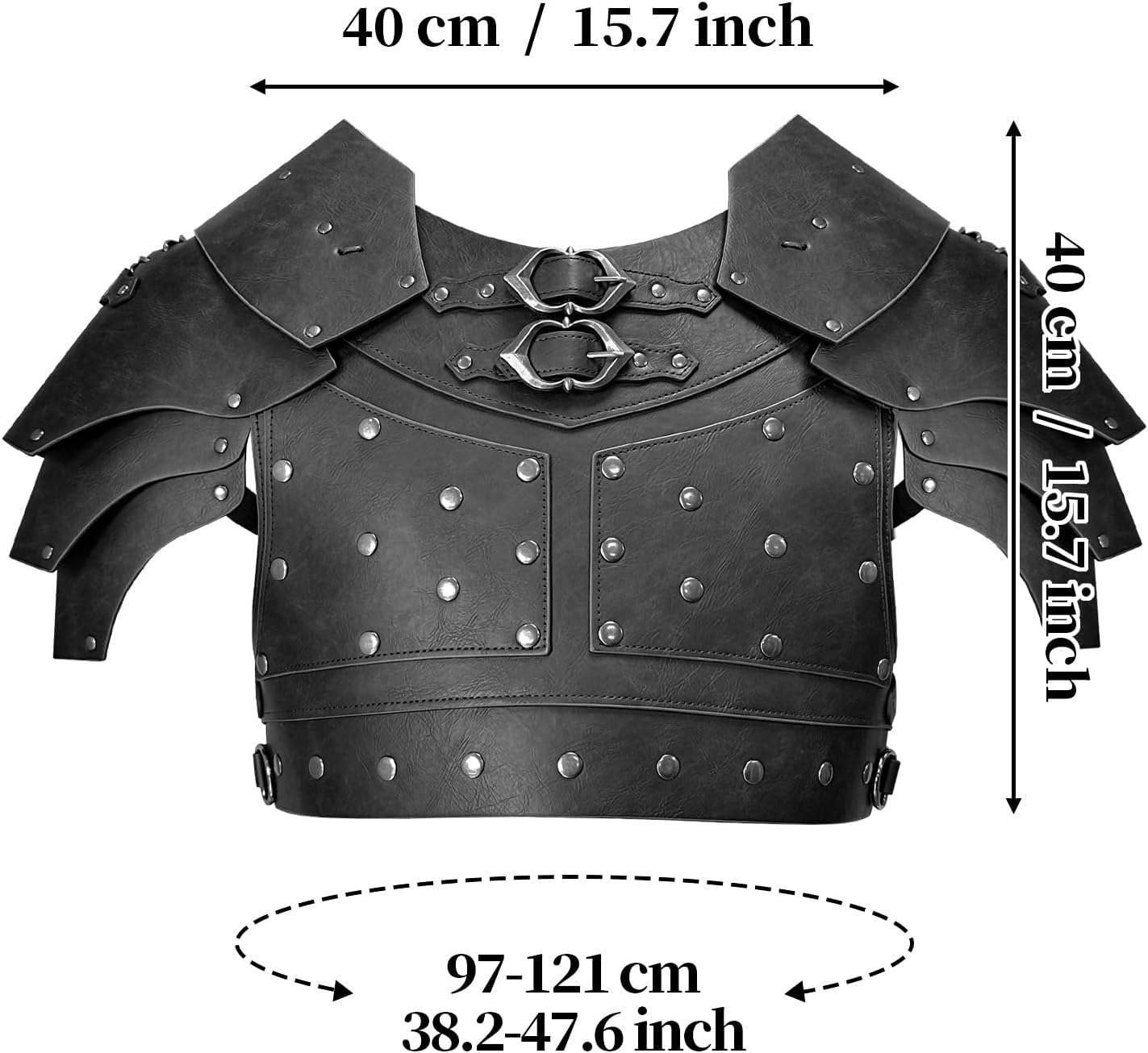 HiiFeuer Medieval Faux Leather Chest Armor, Vintage Pauldron Shoulder Armor Adjustable Mercenary Knight Archer Vest Armour - Image 6