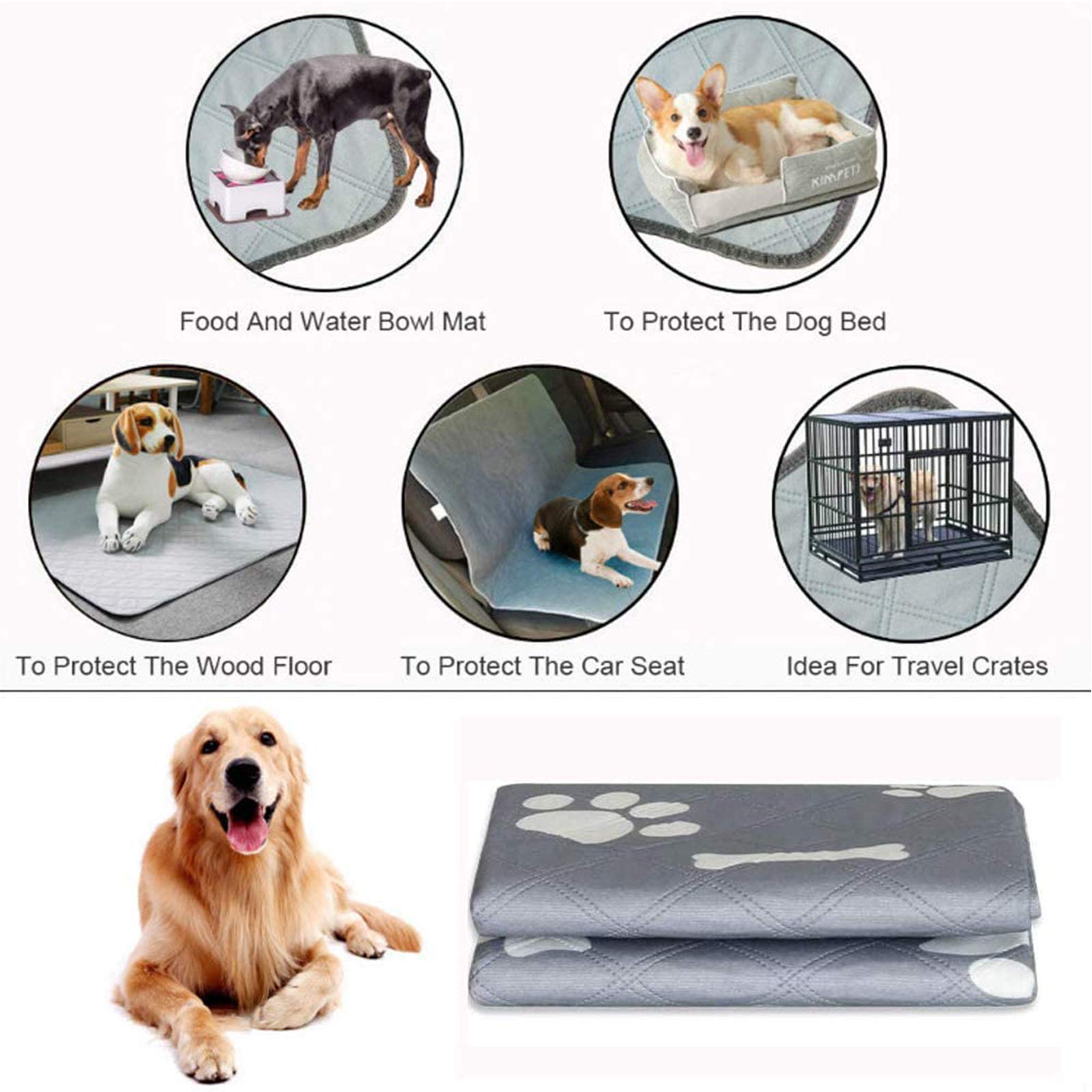 2 Pack Réutilisable Tapis Éducateur Chien,Tapis De Dressage Chien Chat De Dressage Lavable, Absorbant Rapide, Tapis De Propreté pour Chien avec Base Imperméable Et Antidérapante
