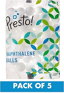 Amazon Brand - Presto! Naphthalene Balls | 1 Kg | 200 Gram X 5 Packs | Insect Repellant | Ideal For Cupboards, Bookshelves And Toilets Price in India