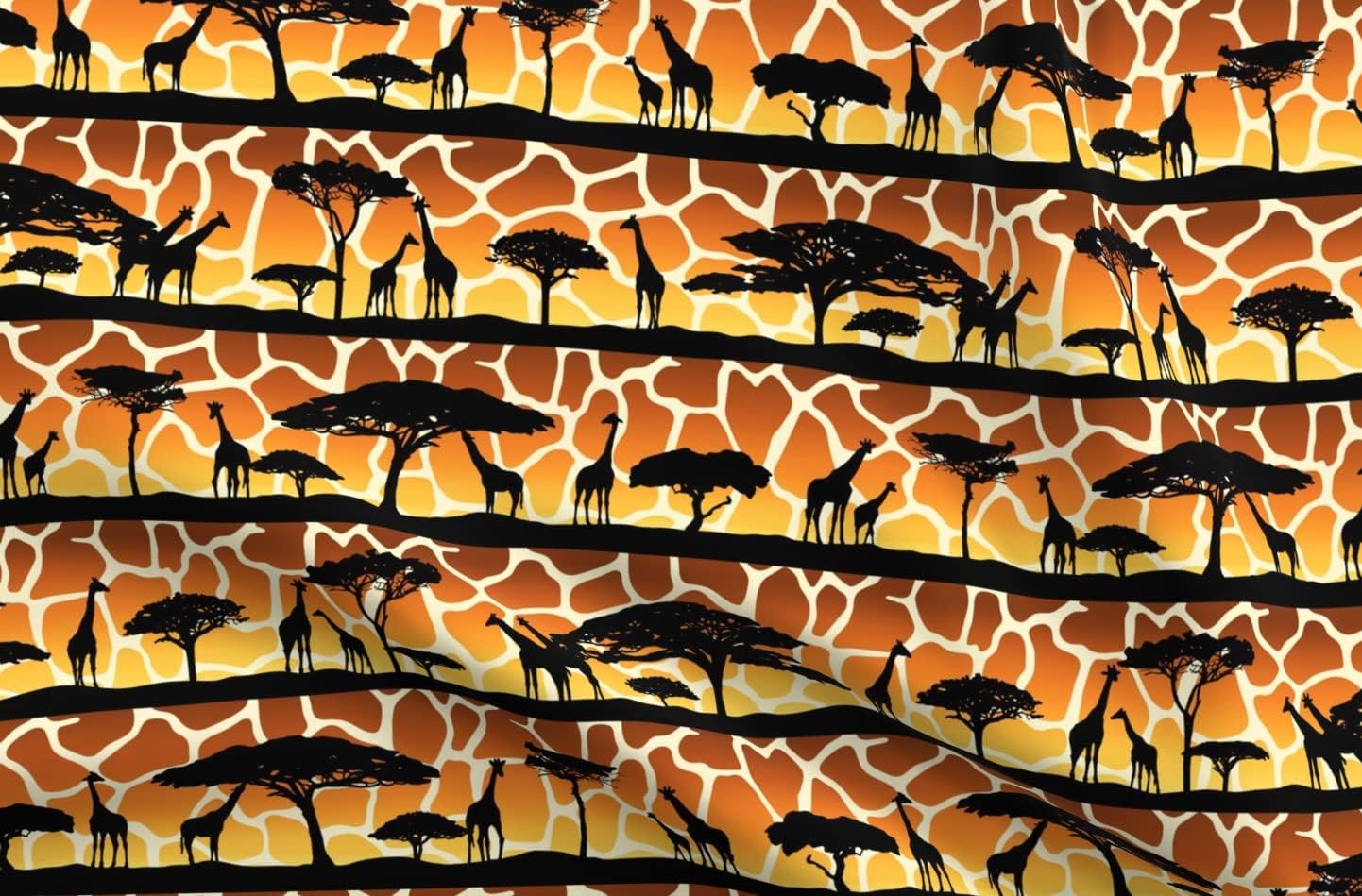 Spoonflower Fabric - Giraffe Sunset Safari Animals Print Printed on Upholstery Velvet Fabric Fat Quarter - Upholstery Home Decor Bottomweight Apparel