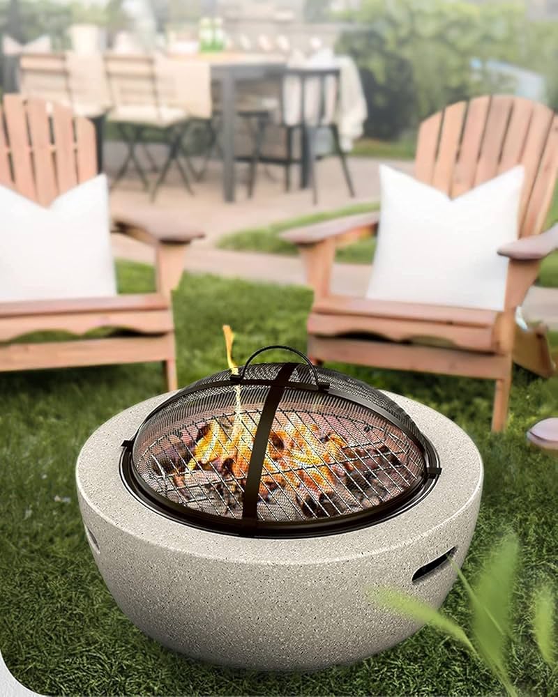 Amazon.co.jp: きれいに燃えるファイヤーピットテーブル、鍋ラック付き