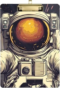 Astronaut Soda Funny Acrylic Clipboard A4 Letter Size Standard Clipboard with Low Profile Gold Finish Clip, Decorative Cute Funny Anime Clipboards for Office 9 X 12.5 Inch