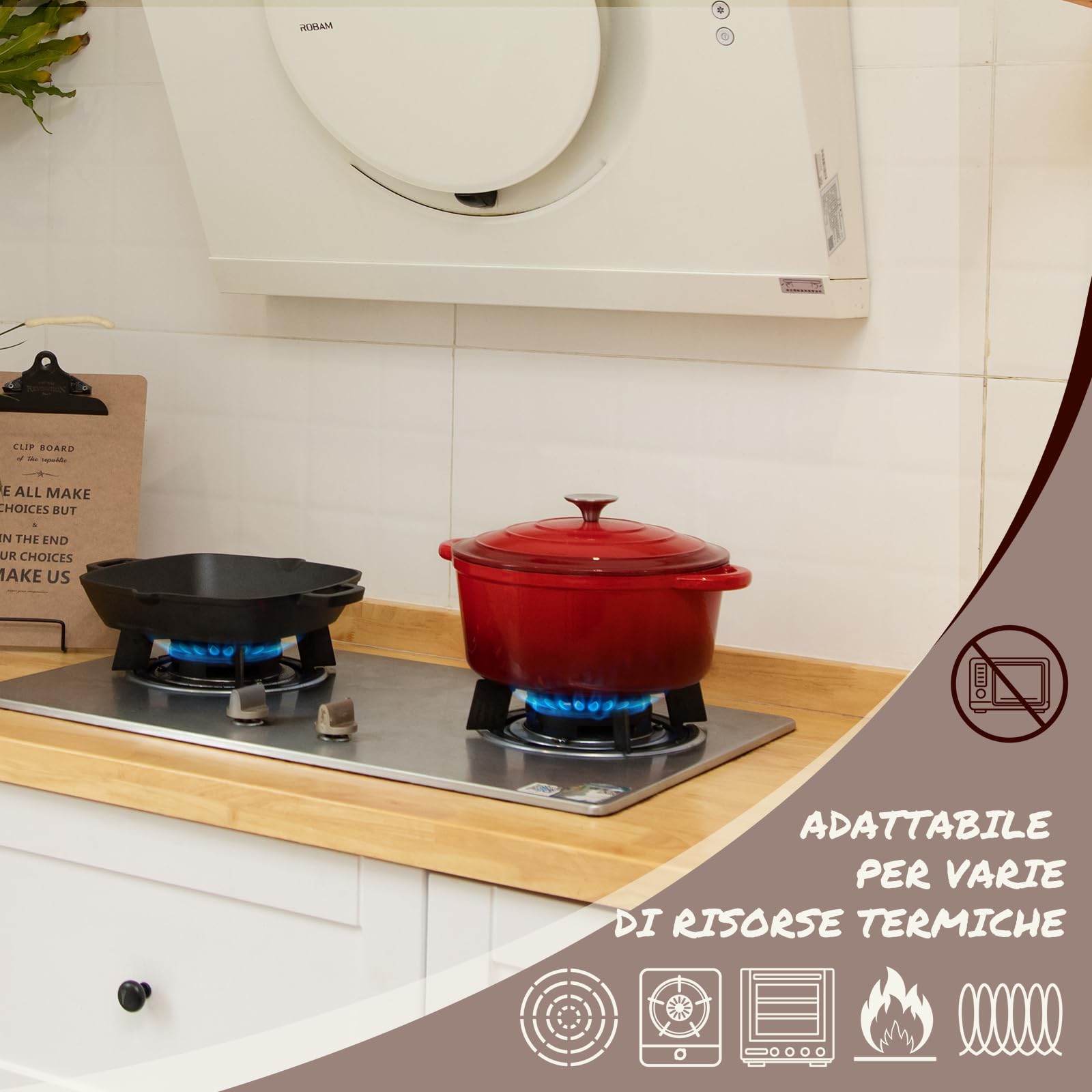 Overmont Casseruola in Ghisa Smaltata - Antiaderente Forno Olandese con Coperchio - Ø26 CM Rotonda Cocotte per Adatto a Piani di Cottura e Forni a Induzione - Rosso