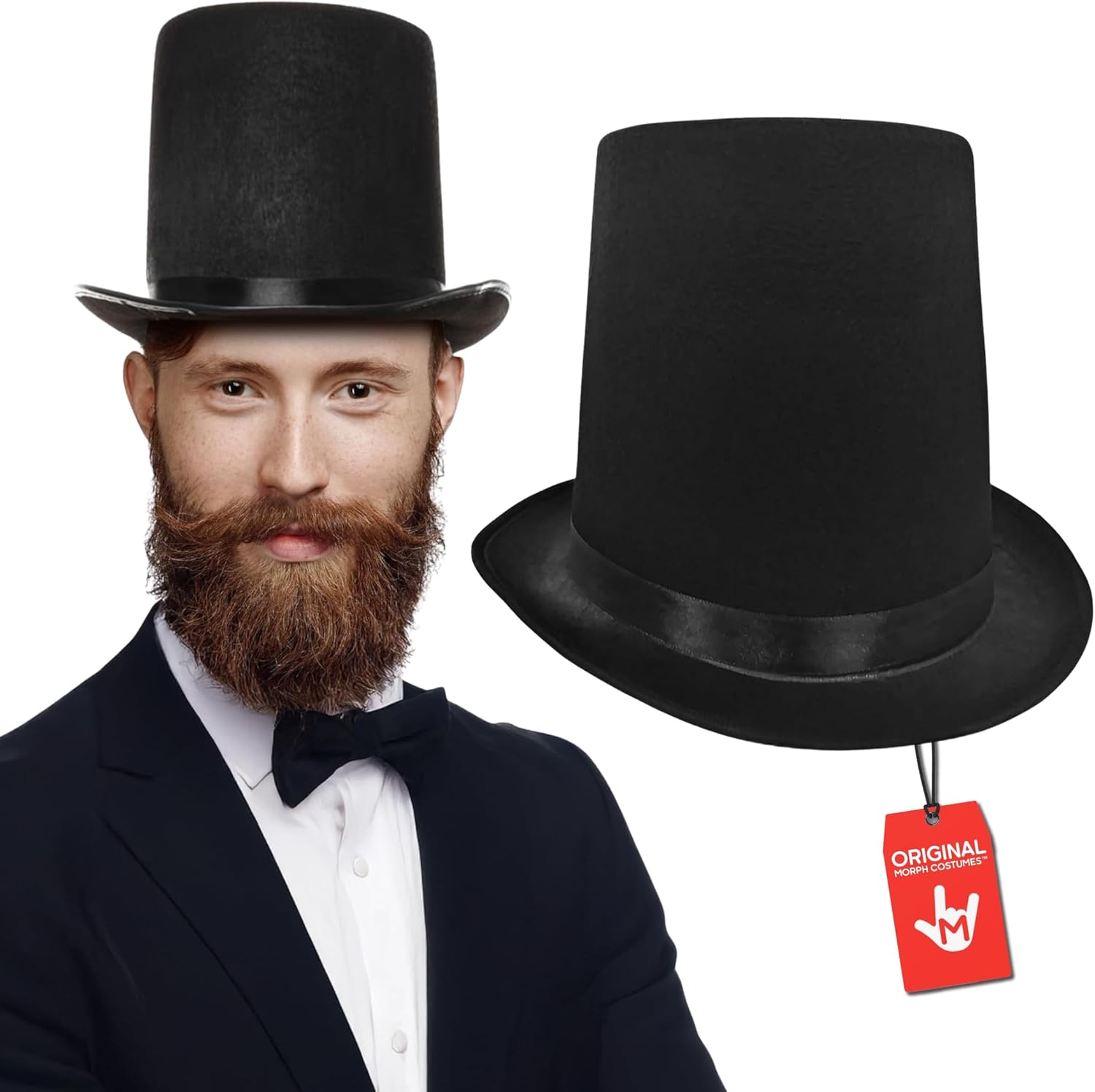 Nicky Bigs Novelties Black Top Hat For Men, Tall Top Hat, Magician Hats, Victorian Hats, Mens TopHat Costume, Magician Costume Women