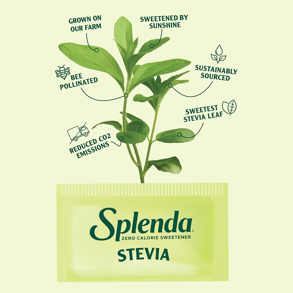 SPLENDA Stevia Zero Calorie Sweetener, Plant Based Sugar Substitute Granulated Powder, Single Serve Packets, 500 Count (Pack of 1)