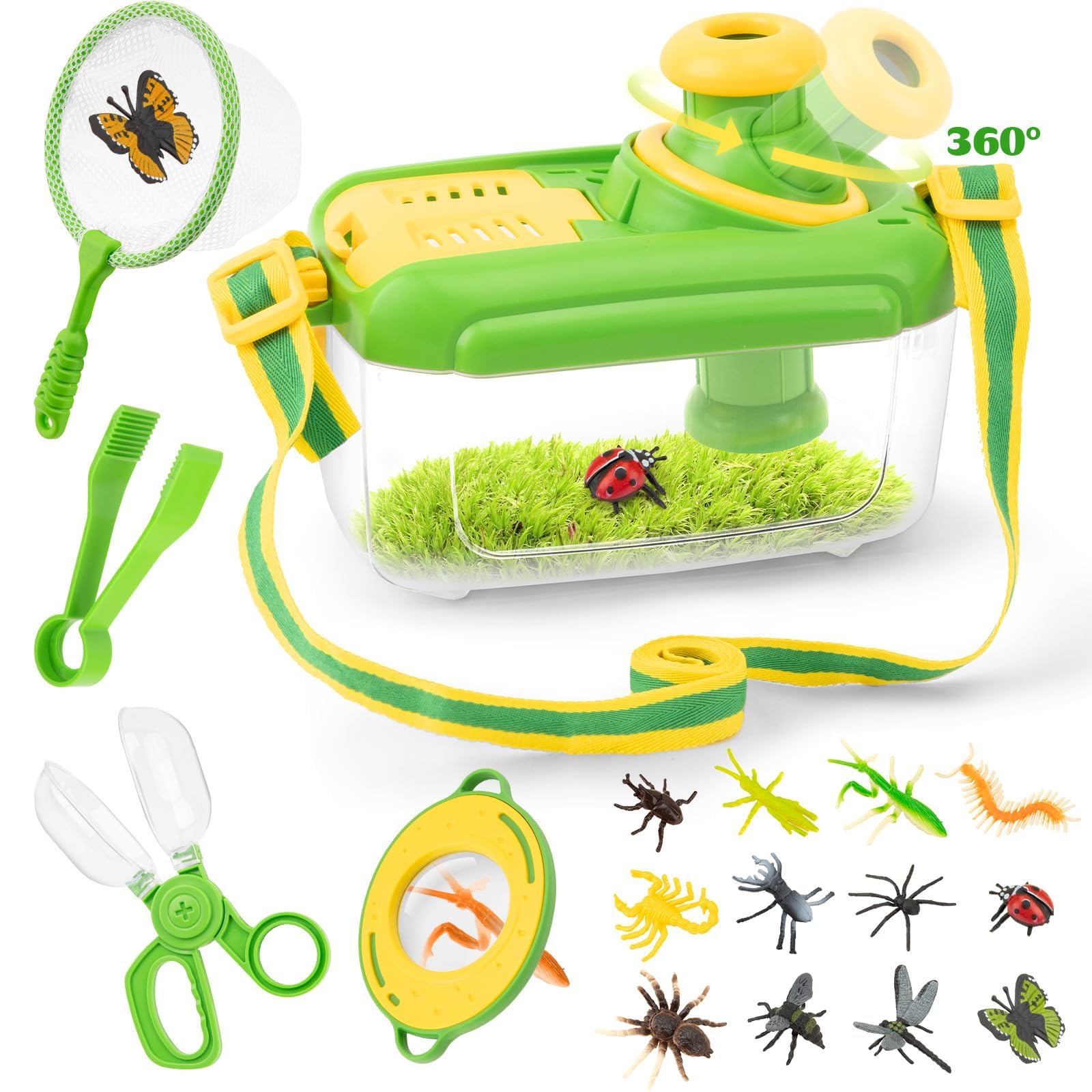 Funsland Bug Catcher Kit for Kids - 17 PCS Outdoor Explorer Kit Insect Catching Toys Nature Adventure Set for Boys 3 4 5 6 7 8 Year Old