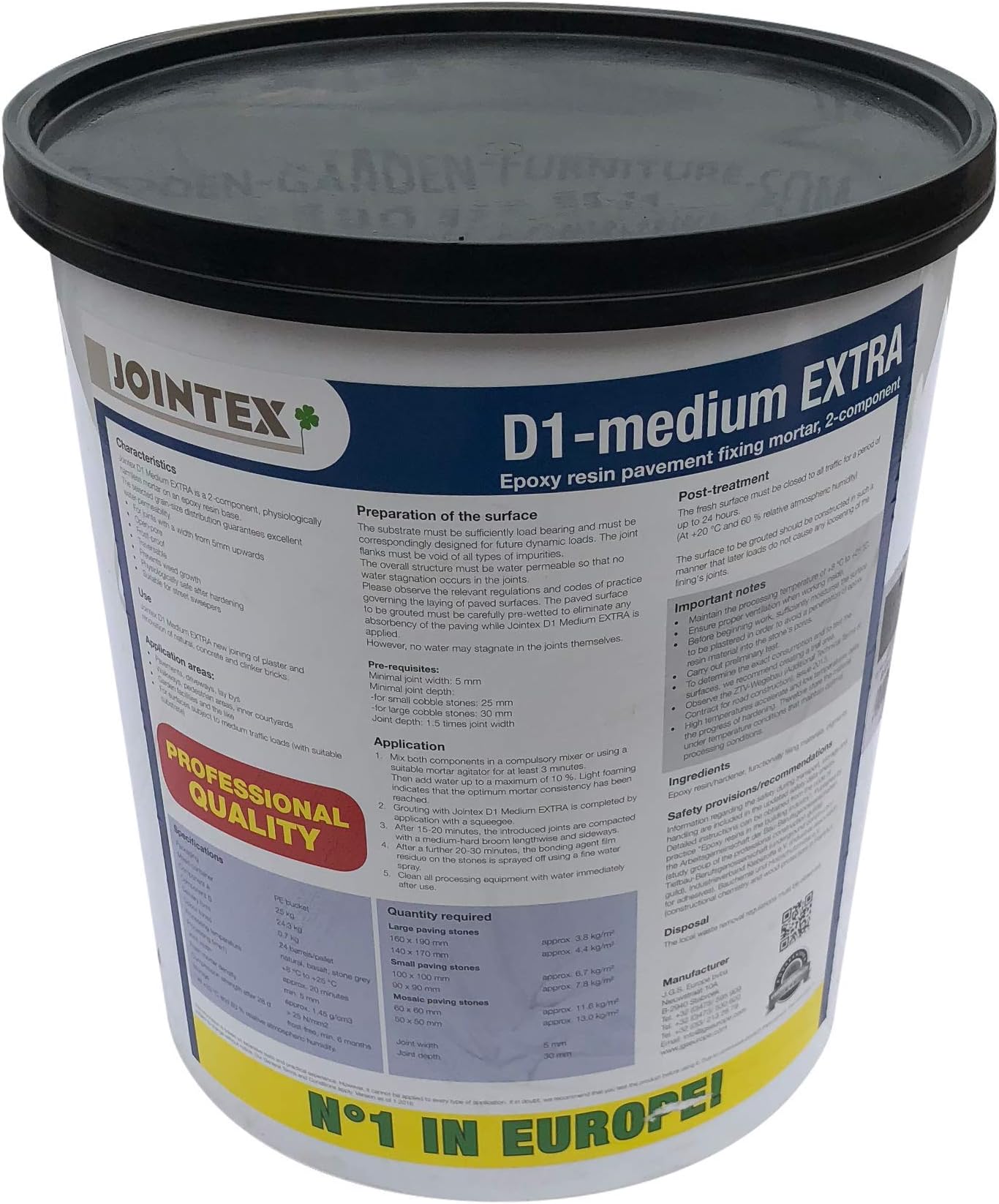 New 25kg Jointex D1 Professional Jointing Mortar Basalt (1 x 25kg)