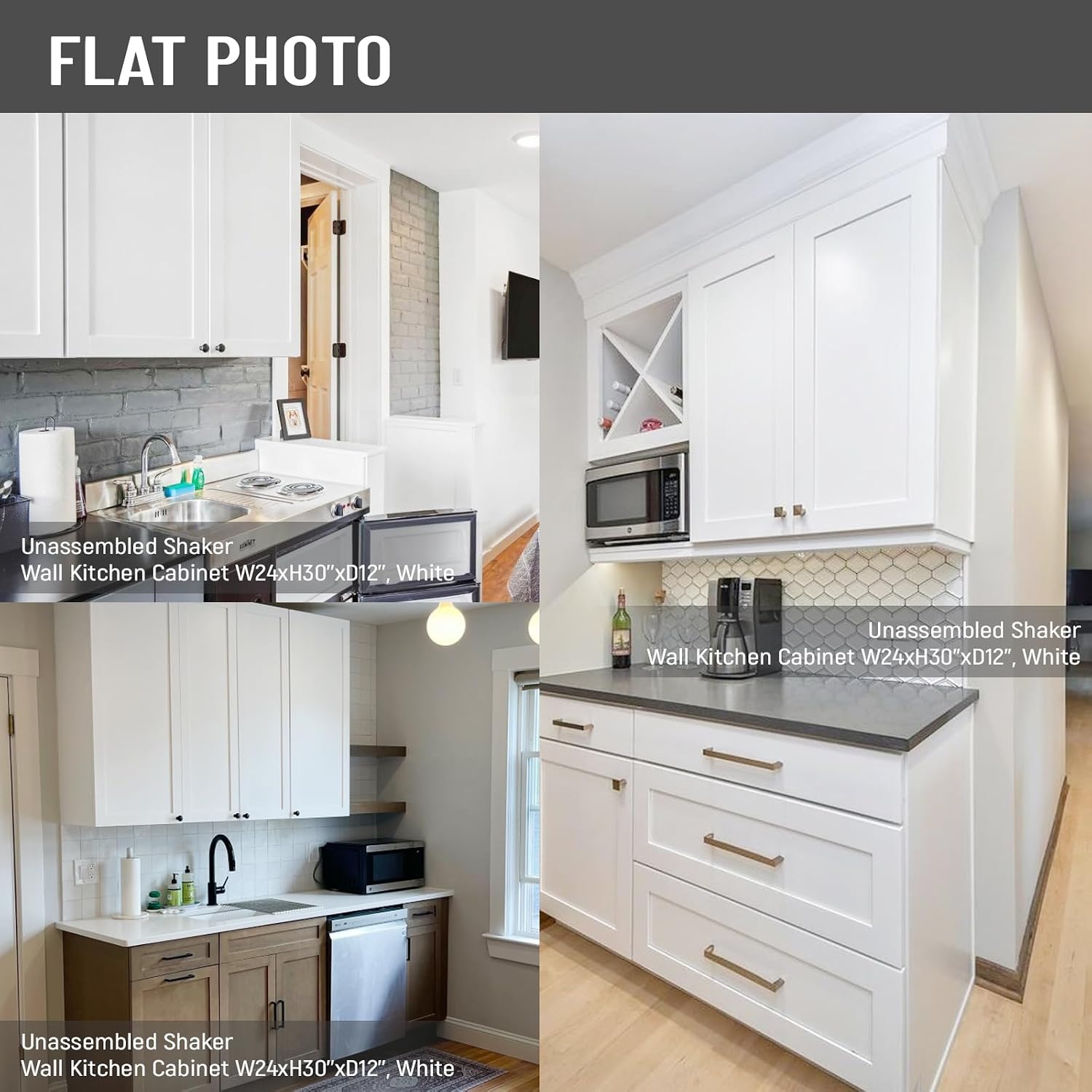 Wall Kitchen Cabinets, RTA Cabinets, White Shaker Cabinet, Wall Mounted, RTA Upper Cabinet, Modern for Kitchen and Bathroom with Door (White, 24" W x 36" H x 12" D)