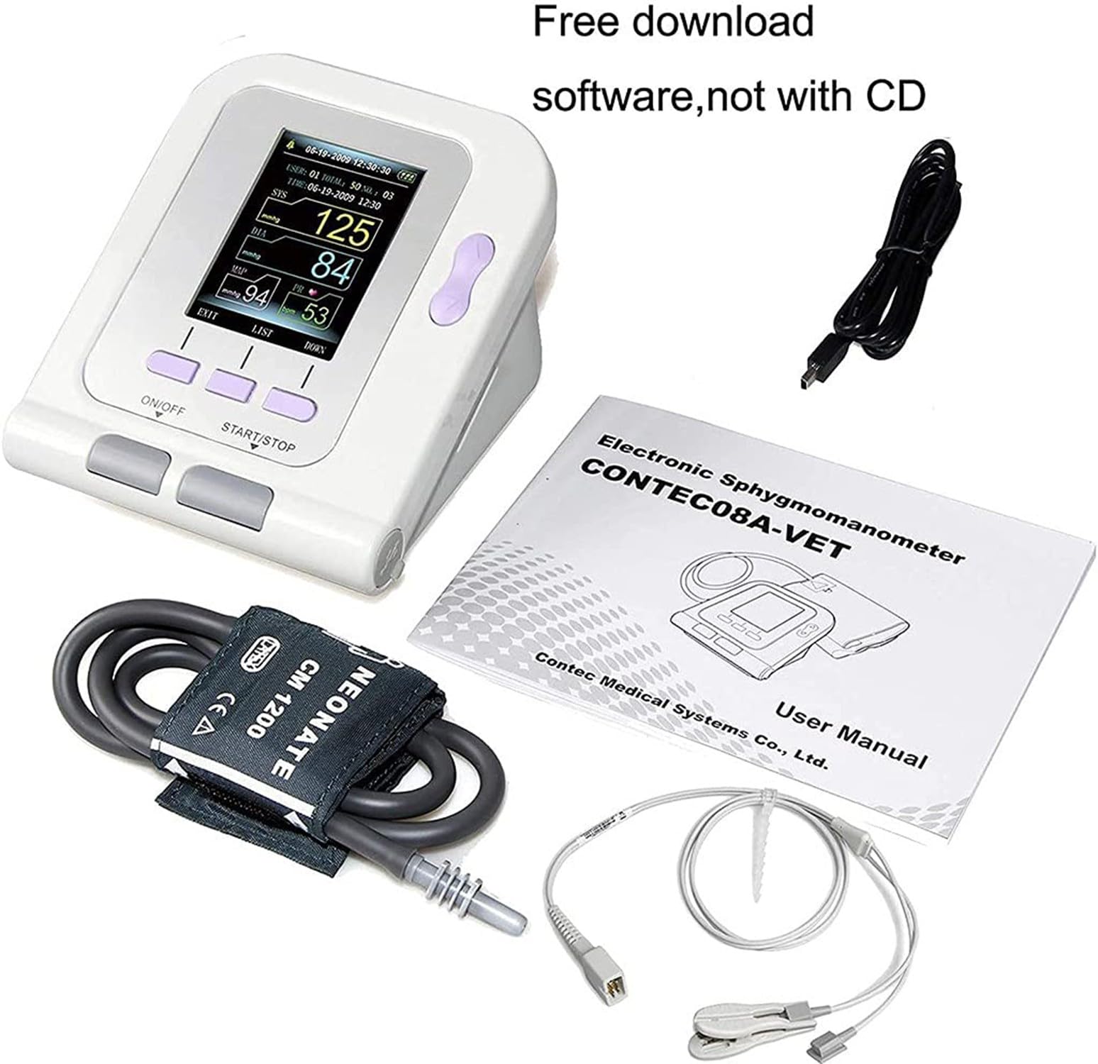 Monitor della Pressione SanguignaVeterinario Digitale,Monitor Veterinario for la Pressione Sanguigna，Attrezzatura veterinaria da Tavolo per la Cura degli Animali di