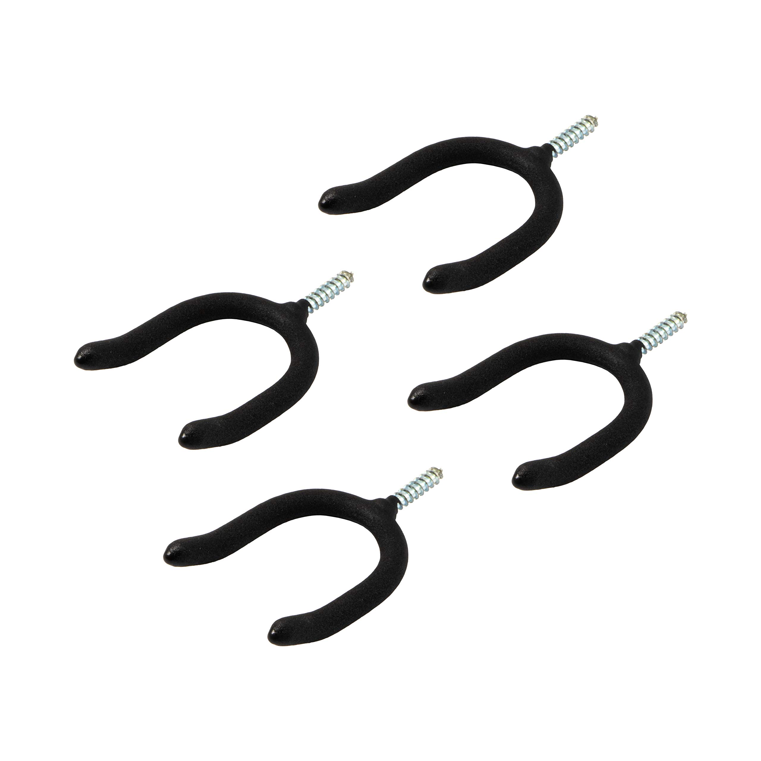 Gedotec Lot De 4 Crochets Muraux Acier Caoutchouté Noir – 105×44 Mm – Très Résistants Garage, Jardin, Cuisine & Atelier