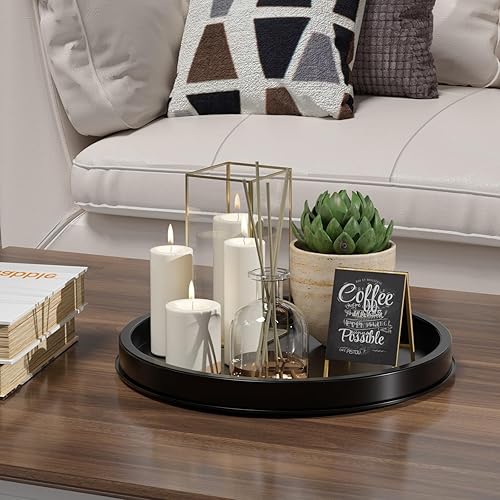 Miniatura 3 de HGF Bandeja decorativa para mesa auxiliar, bandejas redondas de metal ligero de 12 pulgadas para encimera de cocina, organizador de mesa de comedor,