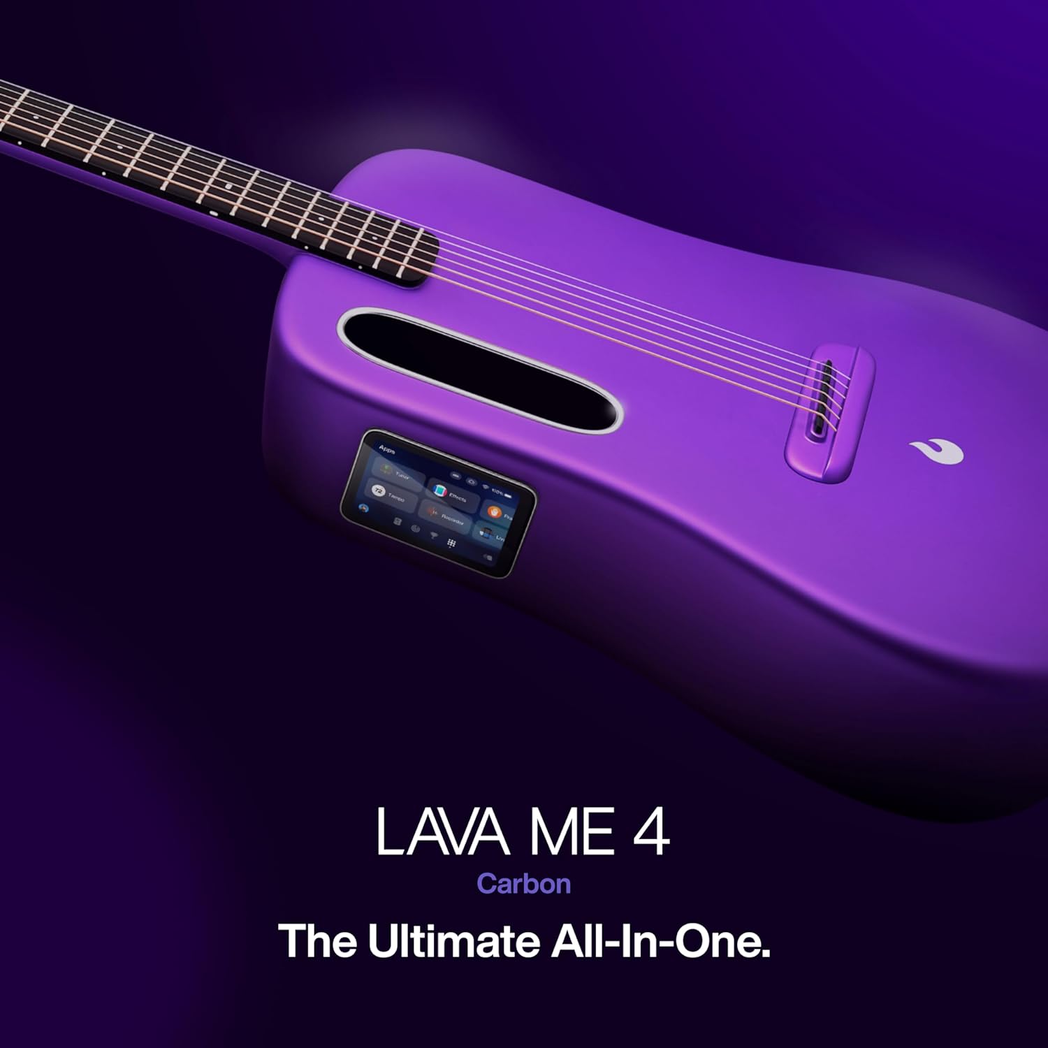 LAVA ME 4 Carbon guitar with its integrated touchscreen display