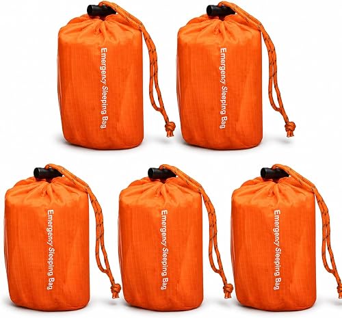 NovaMedic Emergency Survival Sleeping Bag 5 Pack, 84"x36", Waterproof Thermal Bivy Sack for Camping, Hiking, Outdoor, Activities & Travel, Durable, Lightweight & Compact Blanket
