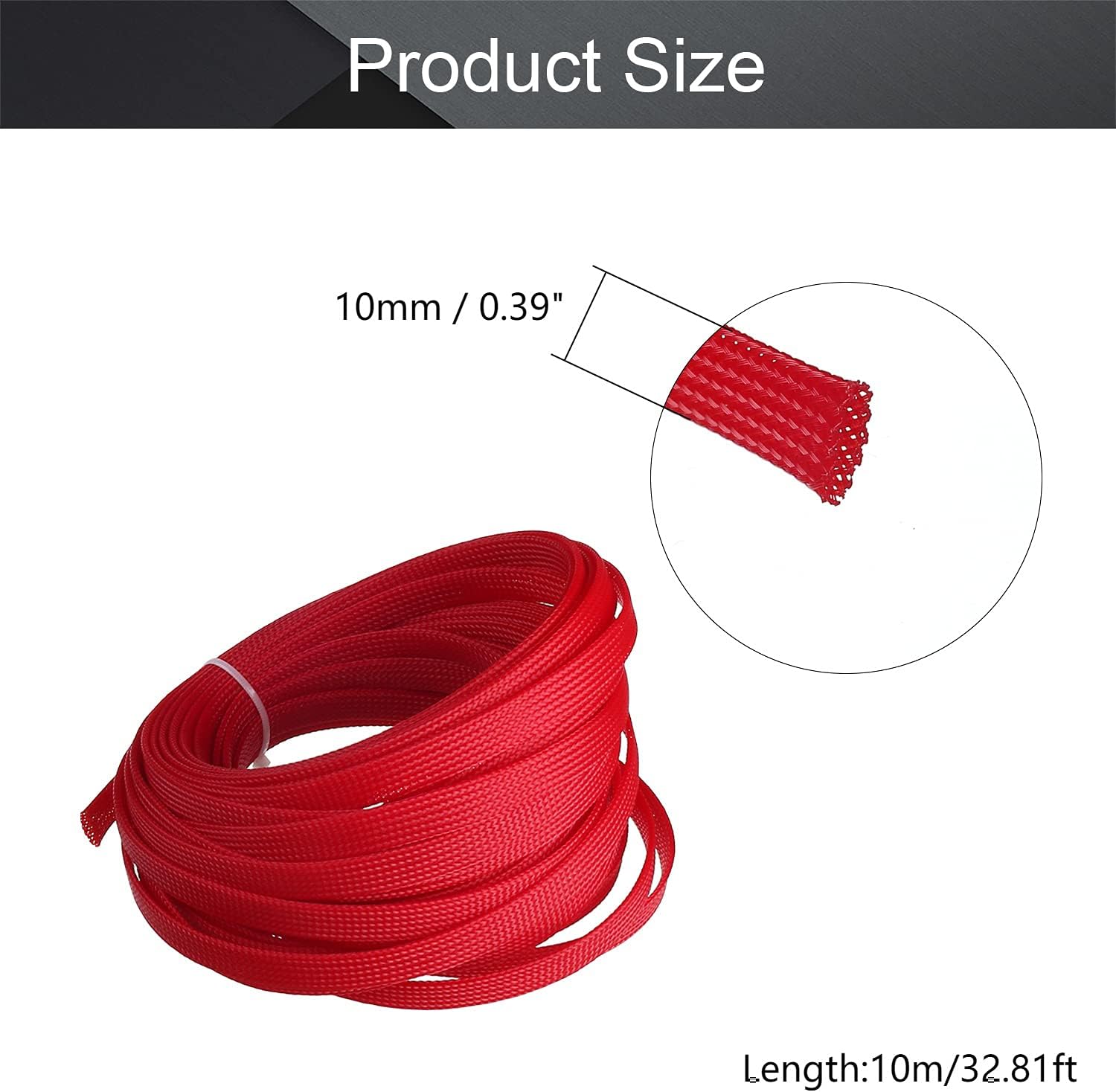 Othmro 32.8FT PET Flexible Expandable Braided Cable Sleeve, 10mm Width Wire Loom Sleeving and Organizer, Protect for TV, Audio, PC Cords from Pets Chewing Red 1pcs : Electronics