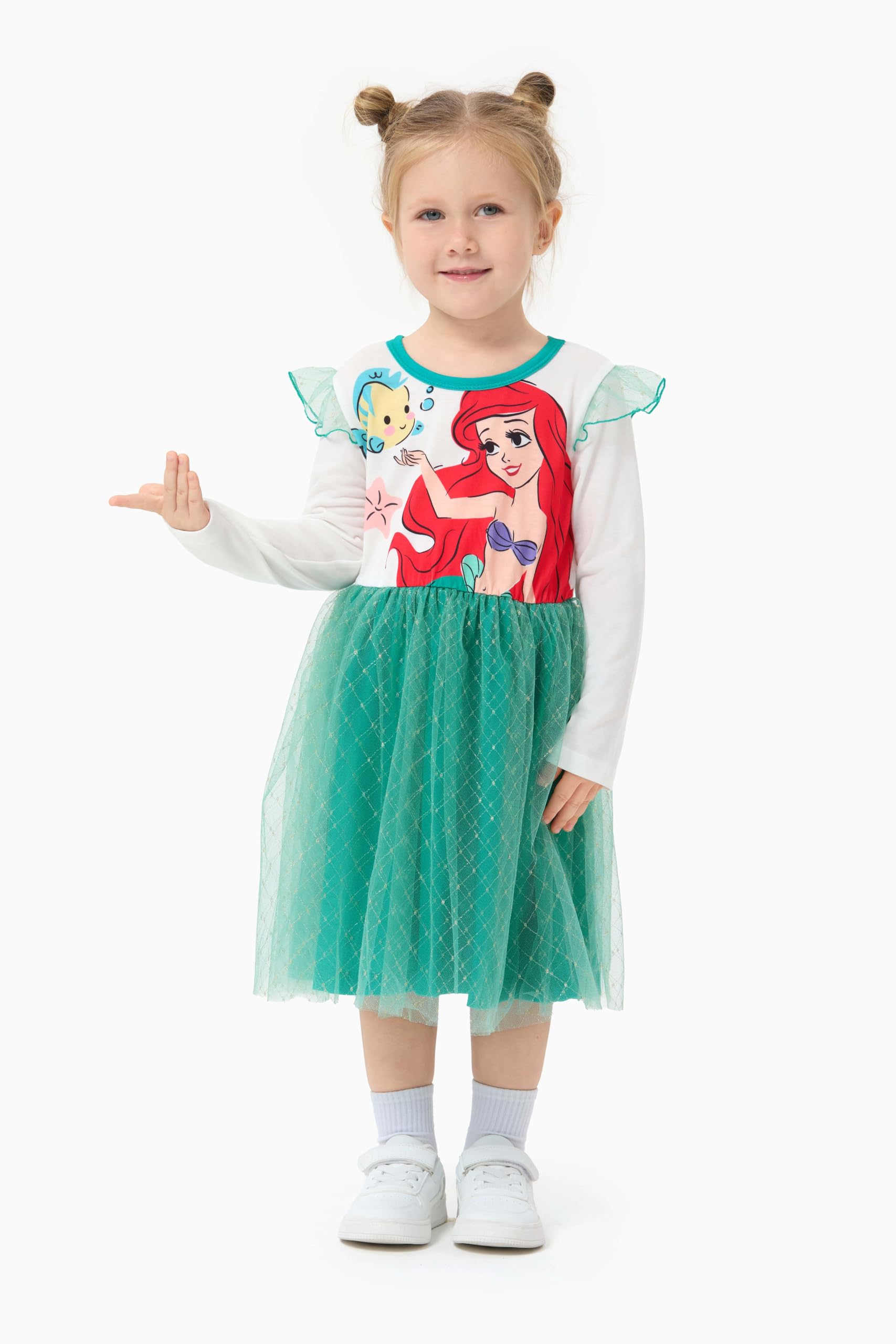 Disney Frozen ELSA Princess Cinderella Ariel Jasmine Rapunzel Baby Kleinkind Kleid Rüschen Langarm Mesh Overlay Tüll Kleid