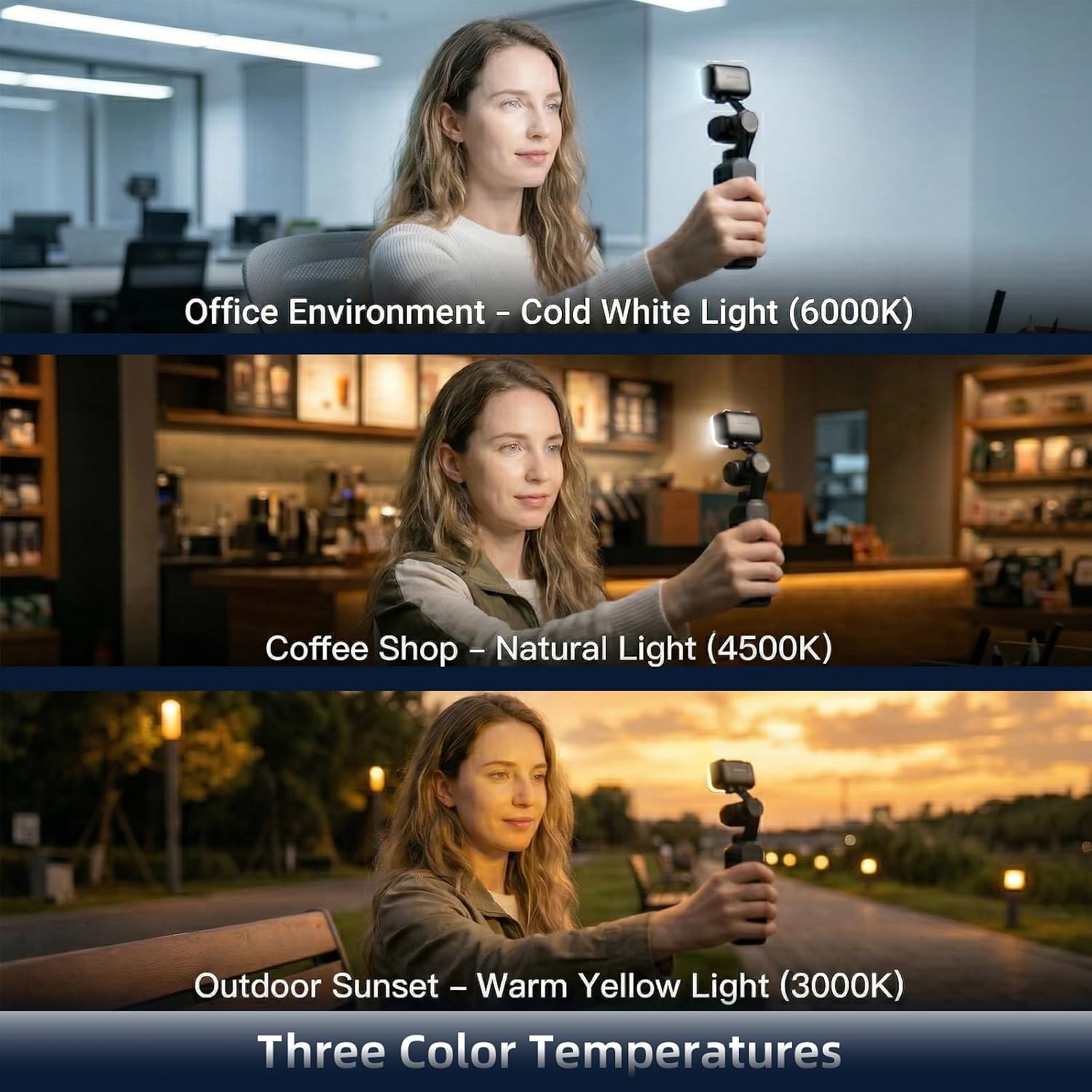 Pocket 3 Mini LED Fill Light, Clip-On Video Light for DJI Osmo Xtra Muse & Pocket 3 Accessories, Adjustable 3 Color & Brightness Levels, USB-C Rechargeable, for Vlog Recording, One Light