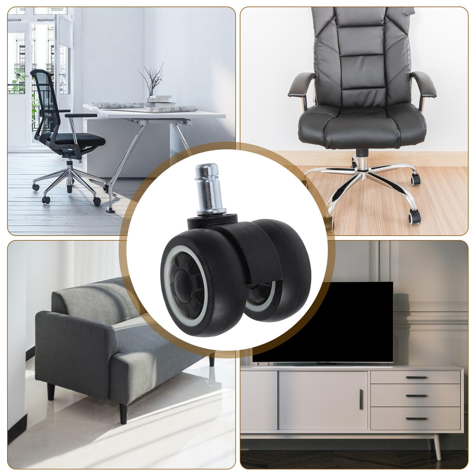 5 Ruedas Giratorias y Silenciosas para Silla de Oficina Gaming
