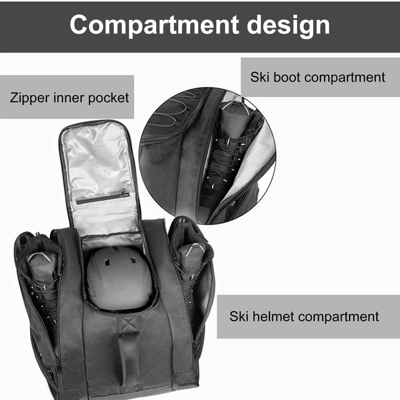 Ski-Boot-Tasche, wasserdicht, Skizubehör, 50 l, Nylon, große Kapazität, Heavy Duty Snowboard, 40 x 40 x 40 cm, für Winter Sport und Outdoor Abenteuer