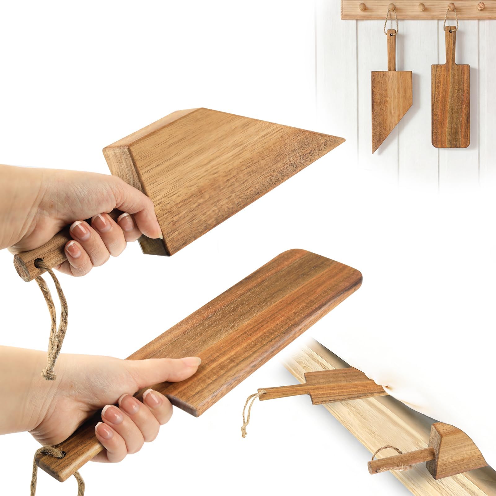Esmorah Mattress Lifter & Bed Sheet Tucker Tool Set for Changing Sheets, Acacia Wood Bed Making Tool for Heavy Matress, Mattress Lifters for Seniors, Alleviating Back Pain