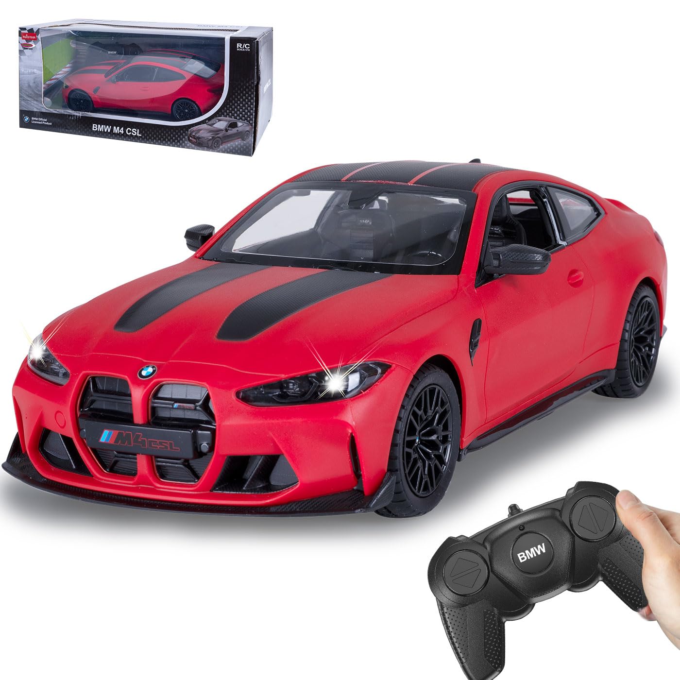 JAMARA 402270 BMW M4 CSL 1:16 czerwony 2,4 GHz RC samochód wyścigowy zdalnie sterowany, zabawka dla dzieci od 6 lat, pomysł na prezent