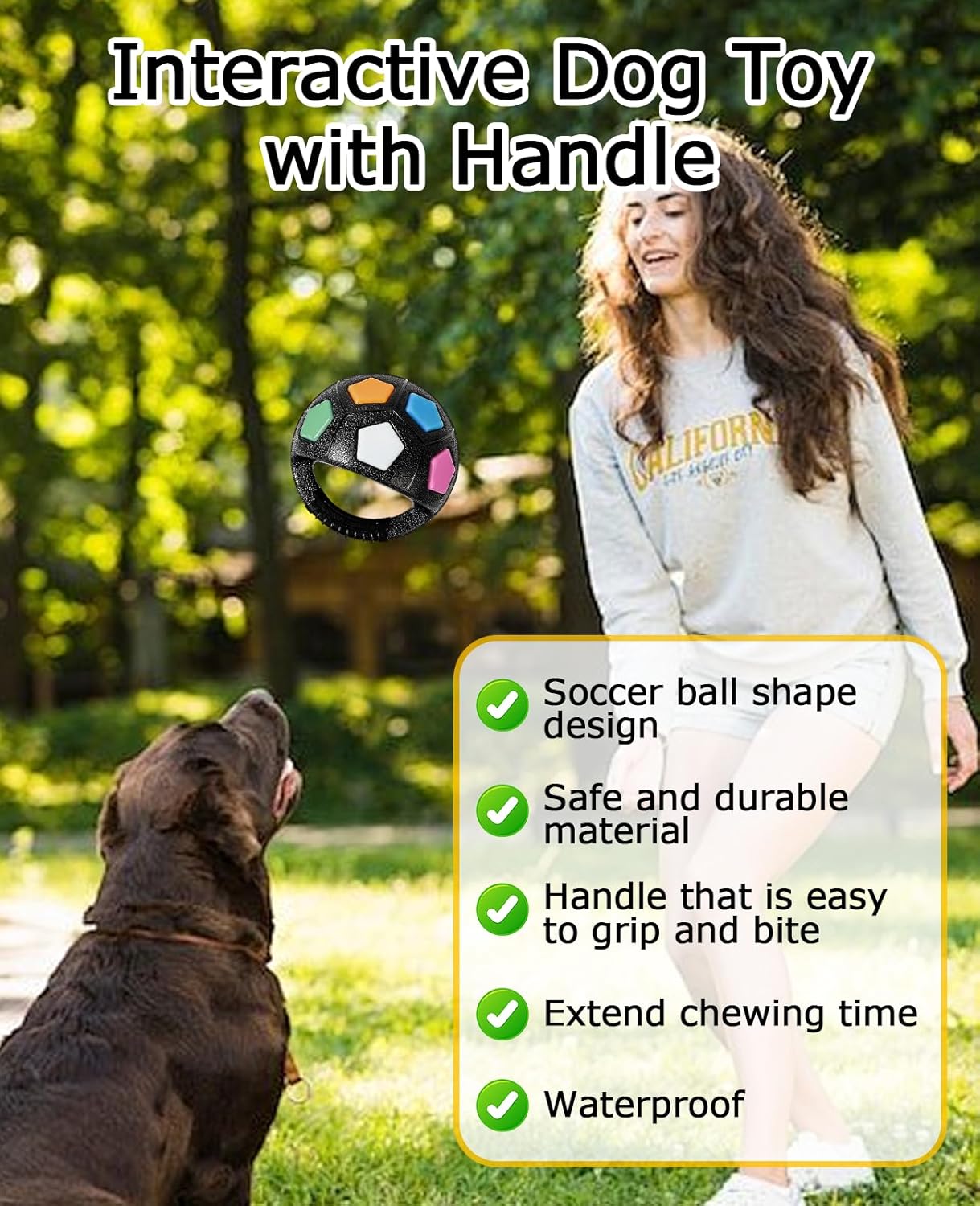 2PCS Dog Soccer Ball Toy with Handles, Calming Kettlebell Toys for Small Medium Large Dogs Playing