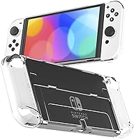 Vista 1 de RHOTALL Transparent Case for Nintendo Switch OLED, Clear Dockable Shell Compatible with Switch OLED and Joycon Controller, Comfort Grip Case with