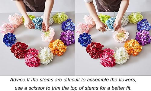 Miniatura 6 de Kislohum - Hortensias artificiales, cabeza de flores de seda de hortensia, cabeza para centros de mesa de bodas, ramos de bricolaje, decoración