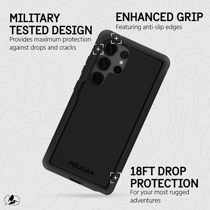 Pelican Voyager Samsung Galaxy S25 Ultra Case [Magnetic and Wireless Charging] Case w/ 18ft MIL-STD Drop Protection - Heavy Duty Cover w/Belt Clip Holster for Samsung Galaxy S25 Ultra 6.9" - Black