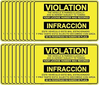 20 Pcs Parking Violation Sticker Easy to Remove en español - 20 cm x 12.5 cm - Self Adhesive Vinyl
