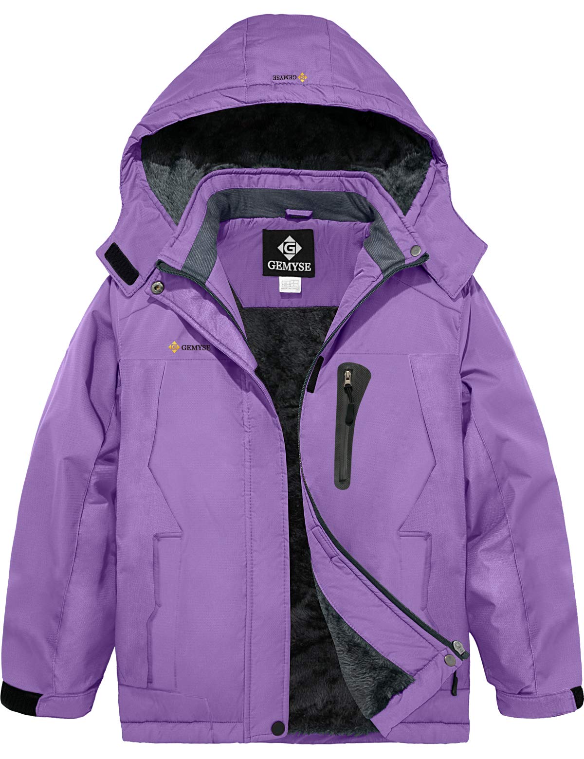 Girl's Waterproof Ski Snow Jacket Hooded Fleece Lined Windproof Winter Jacket