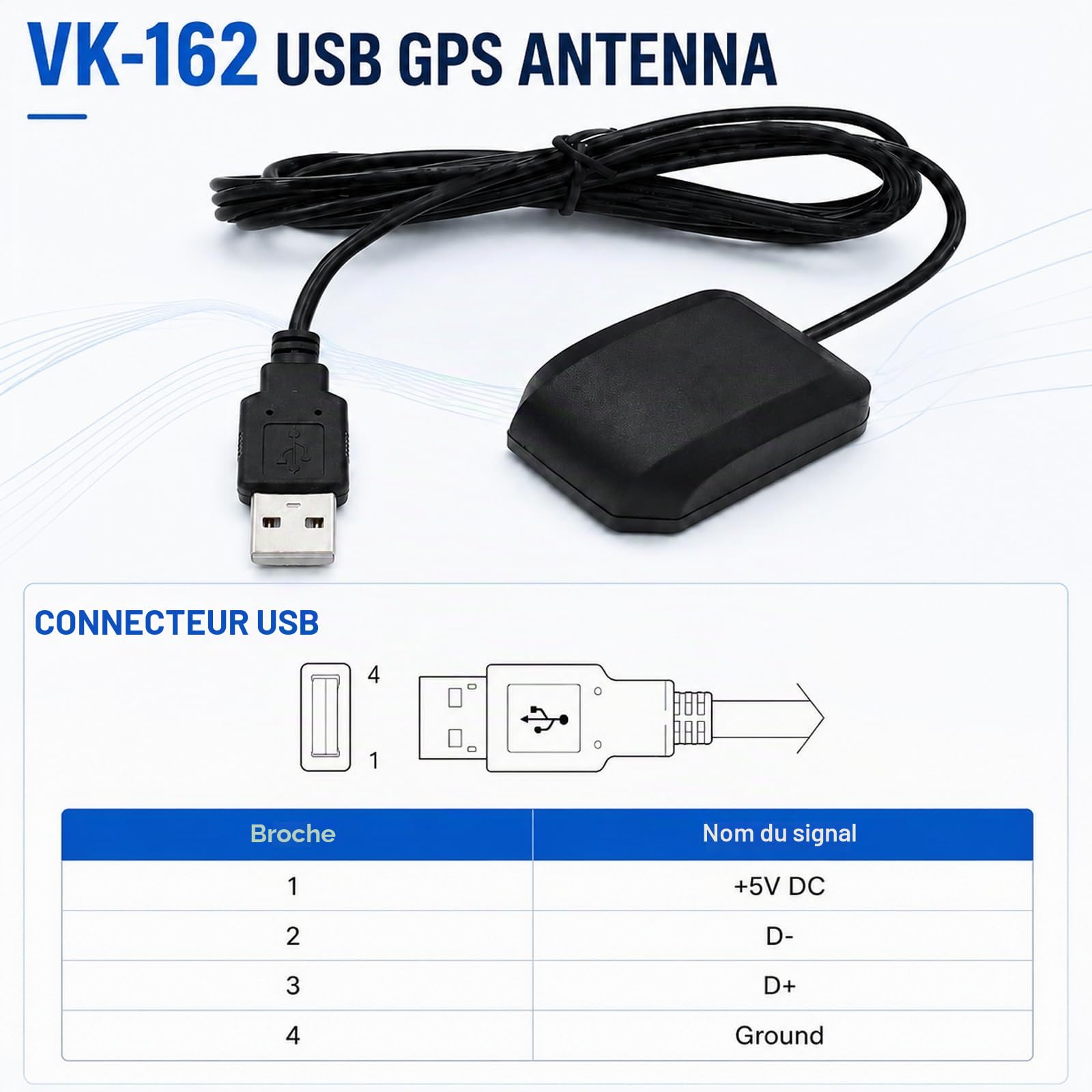 VK-162 G-Mouse USB Dongle GPS Module de Navigation Antenne GPS Externe Montage à Distance Récepteur GPS USB pour Raspberry Pi Support Google Earth Windows Linux Geekstory