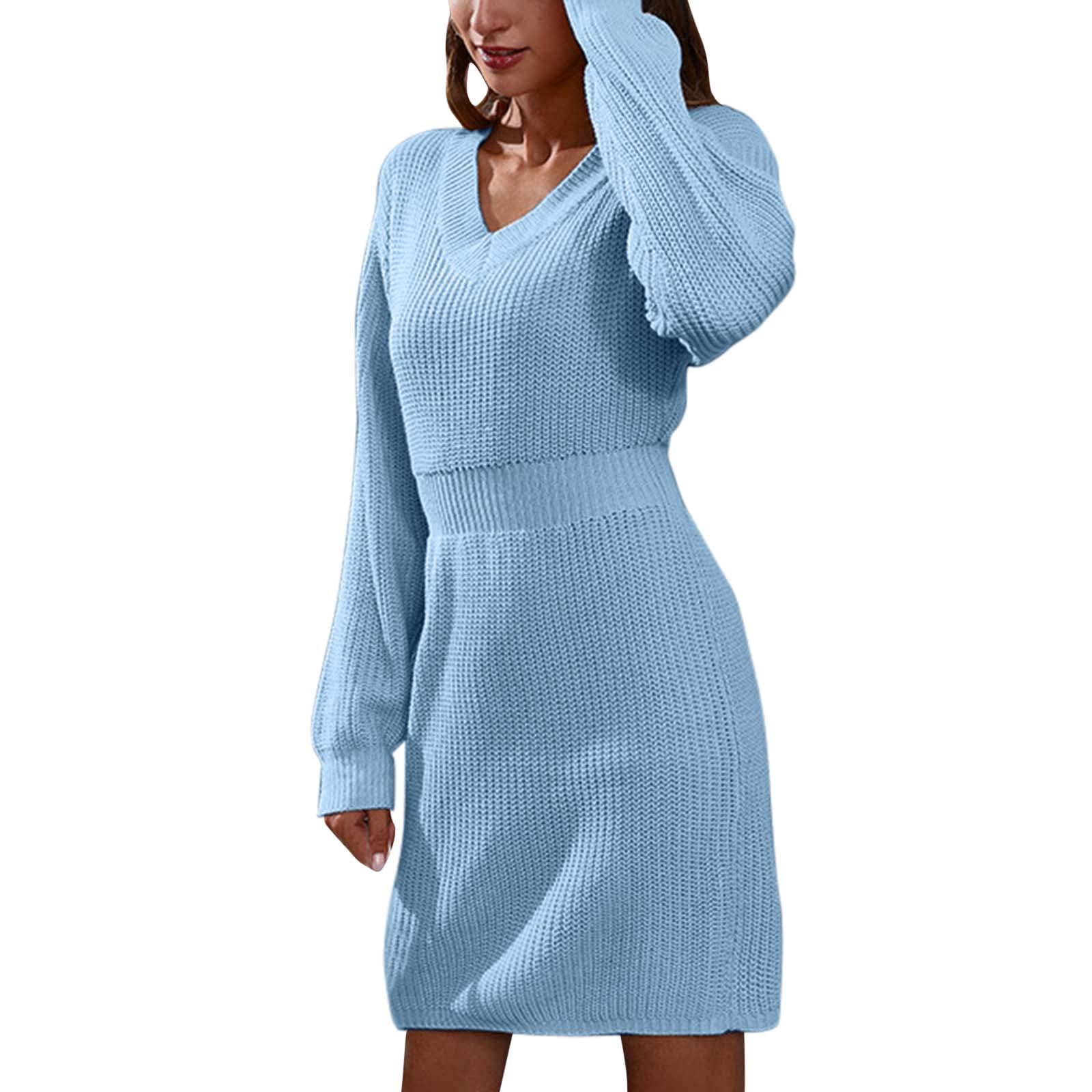 Vestito Donna Invernale In Maglia Midi - Abito Girocollo Lungo Elegante Per Autunno/Inverno | Tessuto Elasticizzato