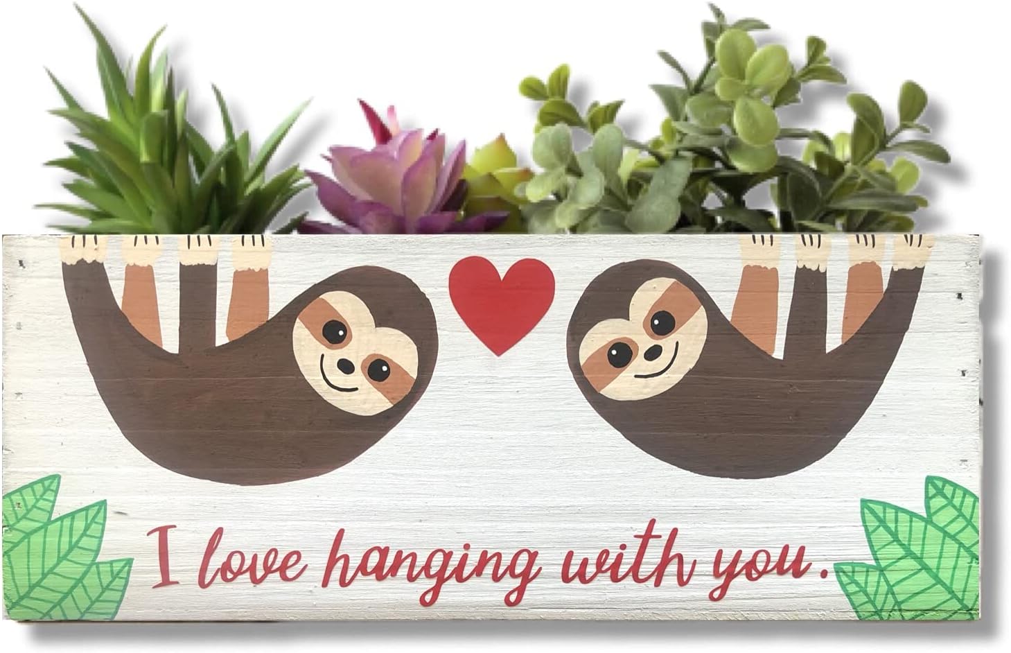 Sloth Planter, I Love Hanging with You, Handmade Wood Decorative Bin, Anniversary, Boyfriend, Daughter, Couple, BFF Gift