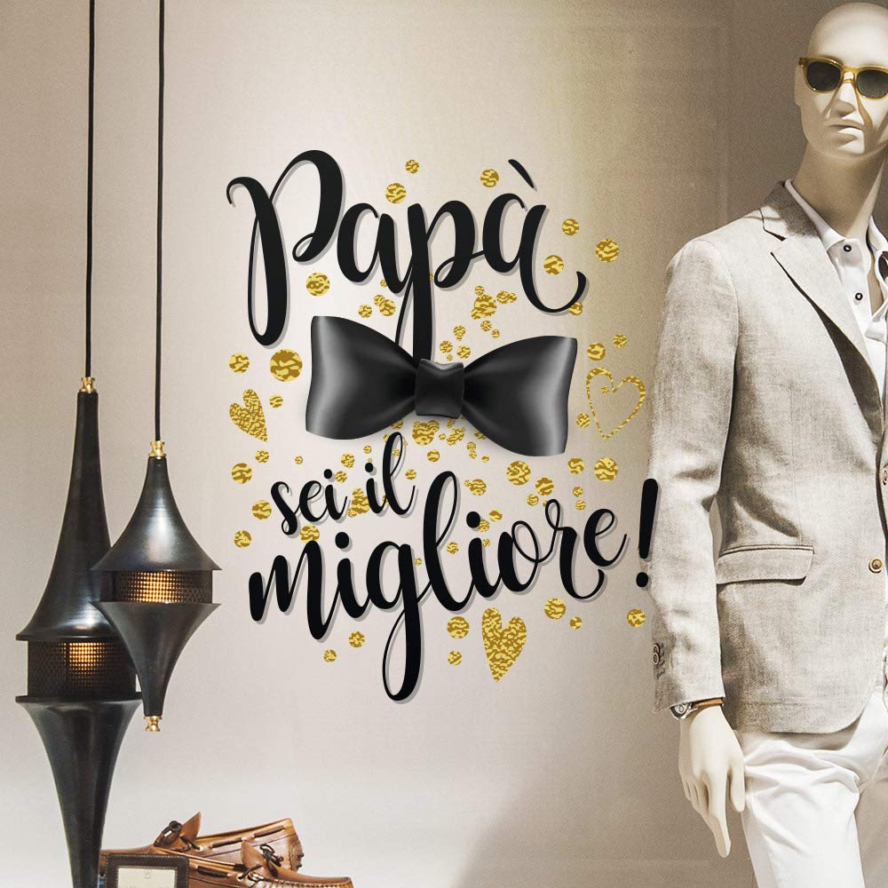 Vetrofania Festa Del Papà In PVC Trasparente – Adesivo 50x40 Cm Per Vetrine, Made In Italy (Modello UVFP0005)