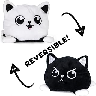 Reversible Cat Plushie White Black Happy Sad Mad Angry Emotion Mood Octopus Plush Cute Pulpo Reversable Stuffed Animal Squishy Fox Axolotl Flip Toy Baby Best Gift 2022
