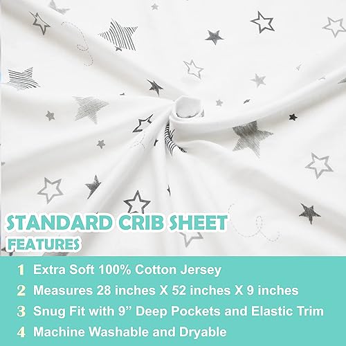 Miniatura 3 de American Baby Company Sábana bajera ajustable para cuna 100% de algodón natural, 52 x 28 pulgadas, suave, transpirable, hipoalergénica y suave,