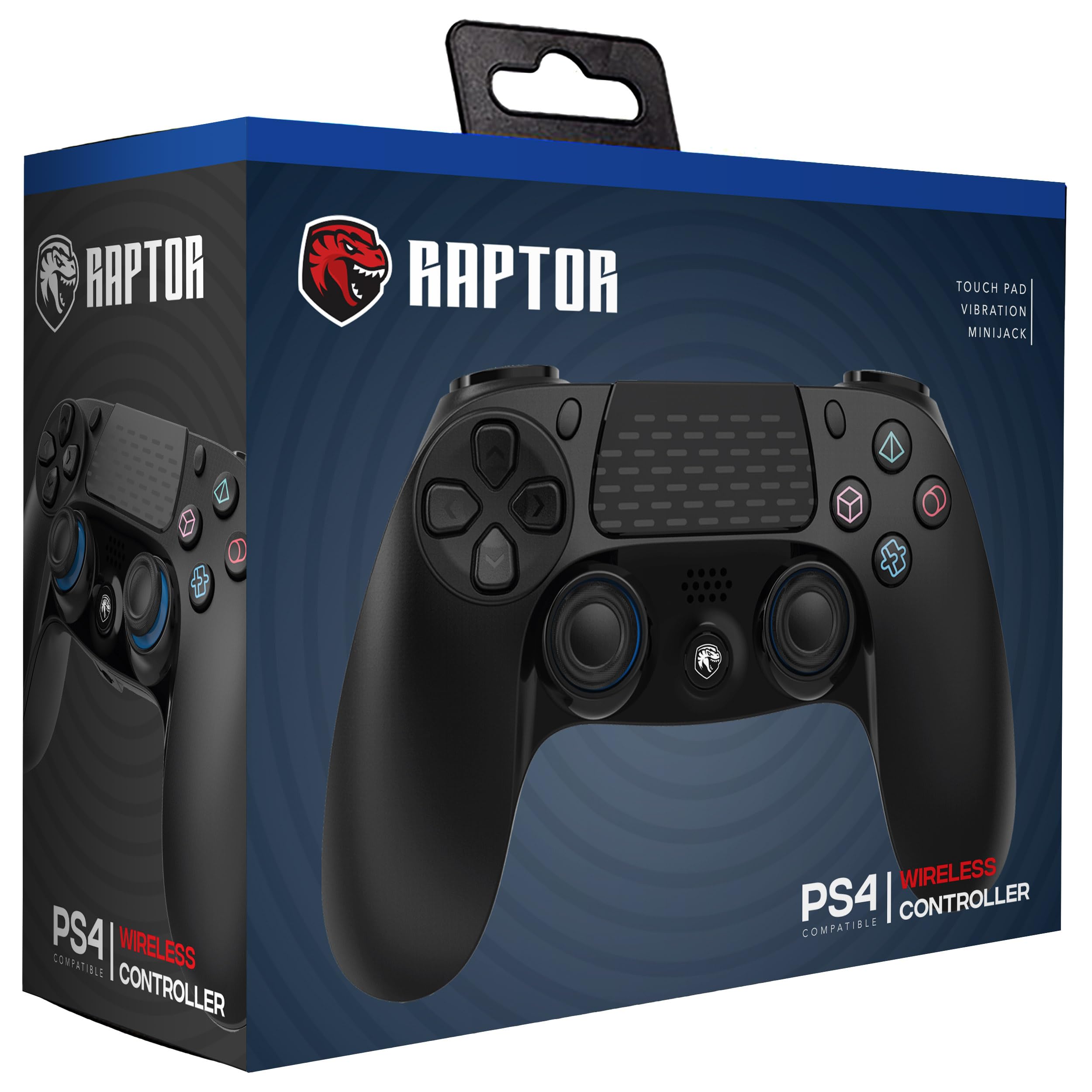 Mando Inalambrico Bluetooth Negro compatible con PS4 PS3 PC Android Windows gamepad 6 ejes con vibración doble Luz LED Joystick tactil recargable compatible juegos Shooters Dualshock