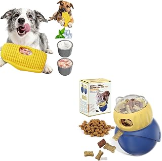 Frozen Indestructible Dog Toys and Treat Dispensing Slow Feeding Dog Enrichment Toys for Dog Cat，Interactive Dog Toys to Keep Them Busy，Corn Puppy Toys for Dog Treat Dispense