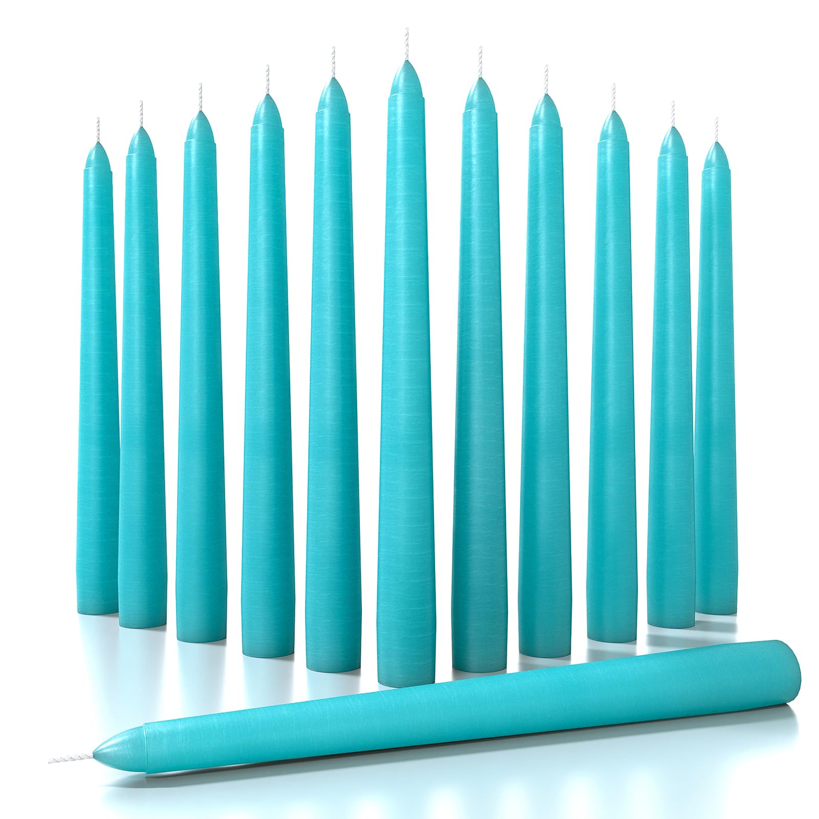 Candwax - Set di 12 candele coniche da 20,3 cm, candele da cena, senza goccia, alte candele a lunga durata, perfette per cene, feste o matrimoni, candele color turchese