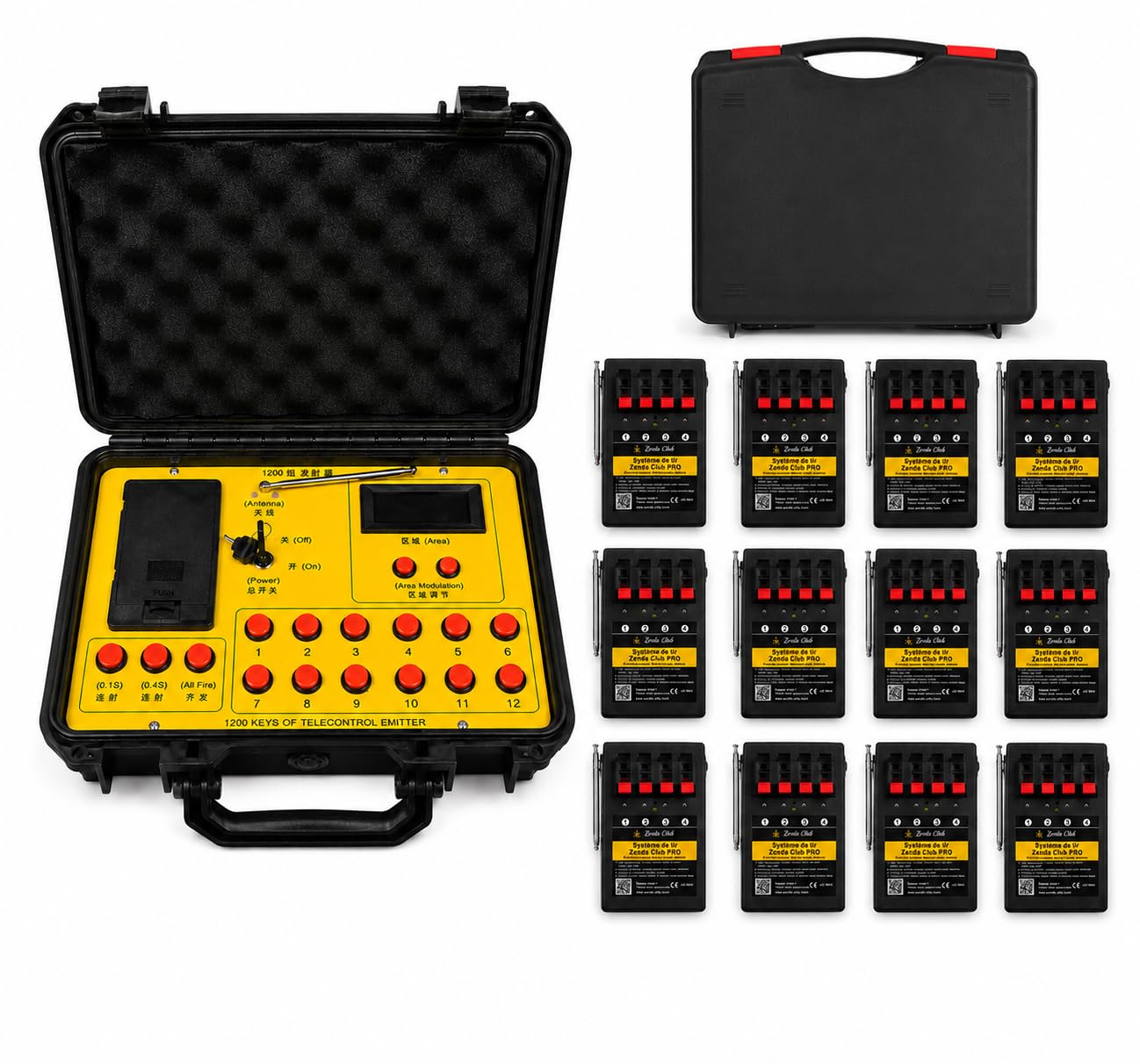 zenda club® Système de Tir Pyrotechnique sans Fil 24 Canaux pour Feux d’Artifice et Effets Pyrotechniques – 6 Récepteurs 4 Voies – Portée 500 m – 433 MHz