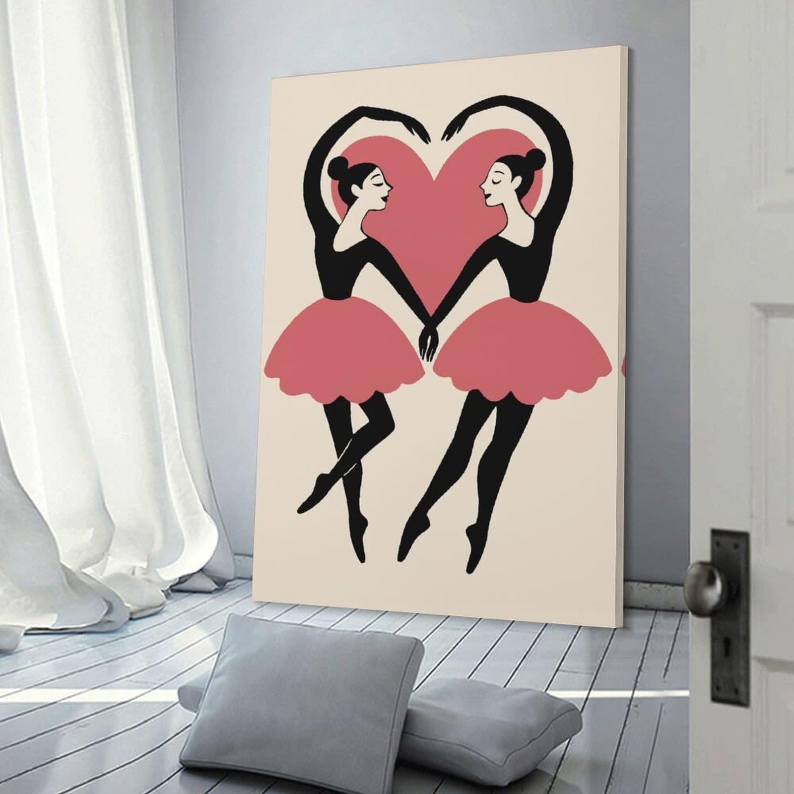 Junmoney Decorative Wall Artwork Ballet Dancers Forming A Heart, 20x30inch(50x75cm), for Lounge, Bedroom Or Personal Spaces, Gift Idea for Housewarming And Birthdays