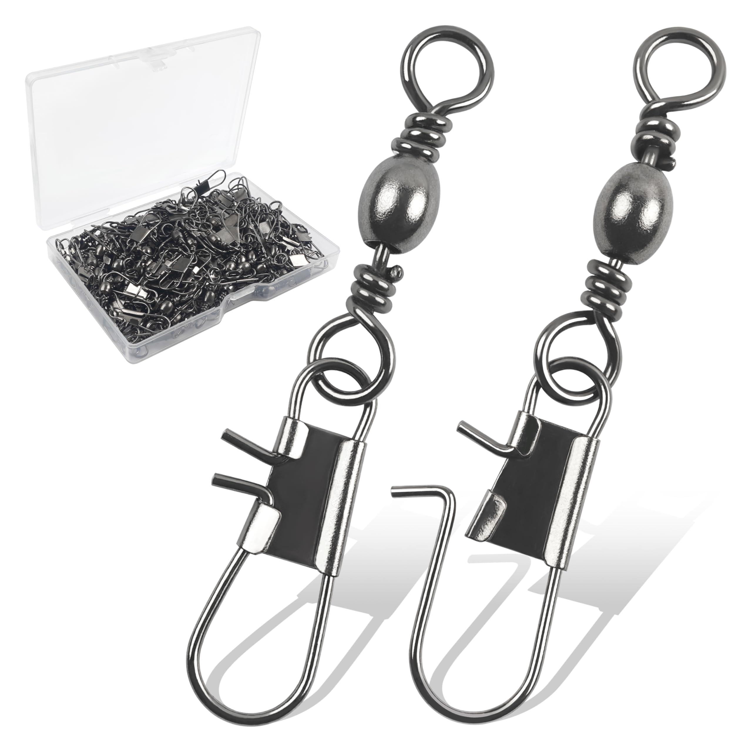 Lot De 100 émerillons De Pêche KBOLAE – Acier Inoxydable, Tailles 2 à 14, Charge 4 à 43 Kg, Protection Anti-torsion