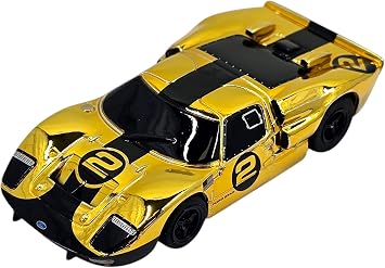 AFX Ford GT40 MKII #2 Gold Chrome / Black Edition Mega G+ Chassis HO Slot Car Exclusive