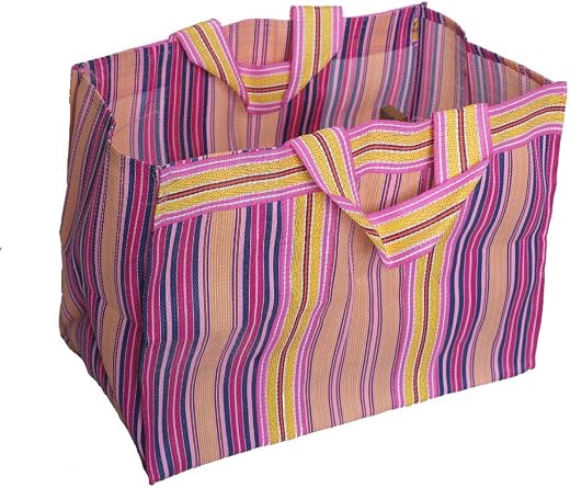 Bag2Basic (B2B25NYL Reusable LARGE Recycled Multicolour Cloth Tote Cum Handbag Jhola Thela underbed storage bag dimension ...